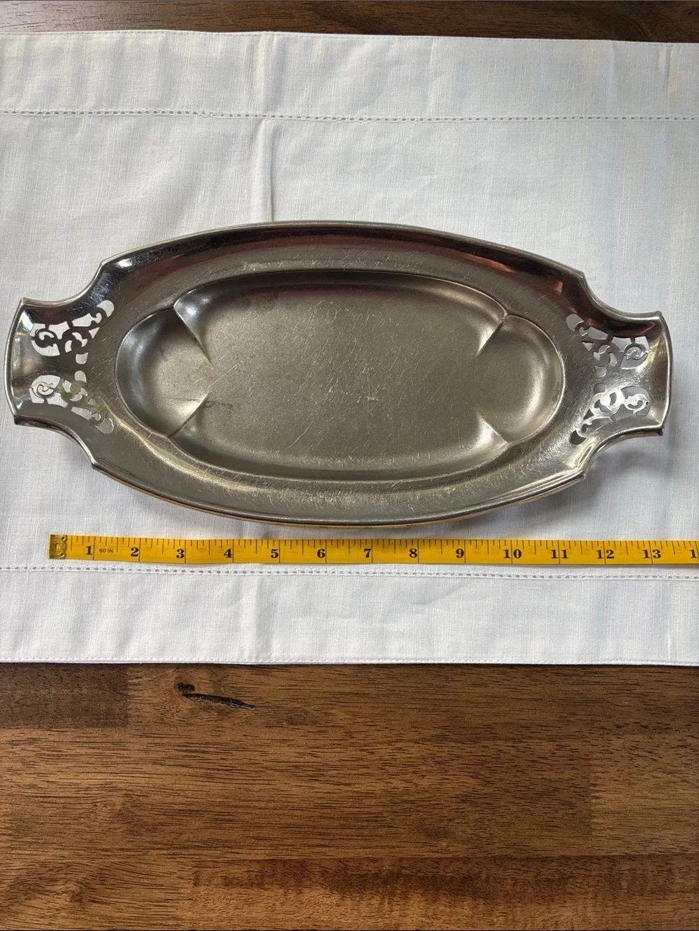 Vintage Manning-Bowman Silver Plated Oval Tray Cutout Handles